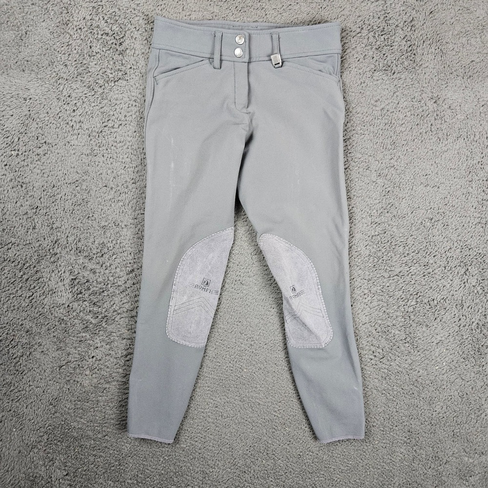 Romfh International Equestrian Knee Patch Breeches Gray Size 24 Horse Riding